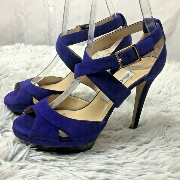 Jimmy Choo Shoes - Jimmy Choo London Magenta Blue Suede Platform Heels Size 7